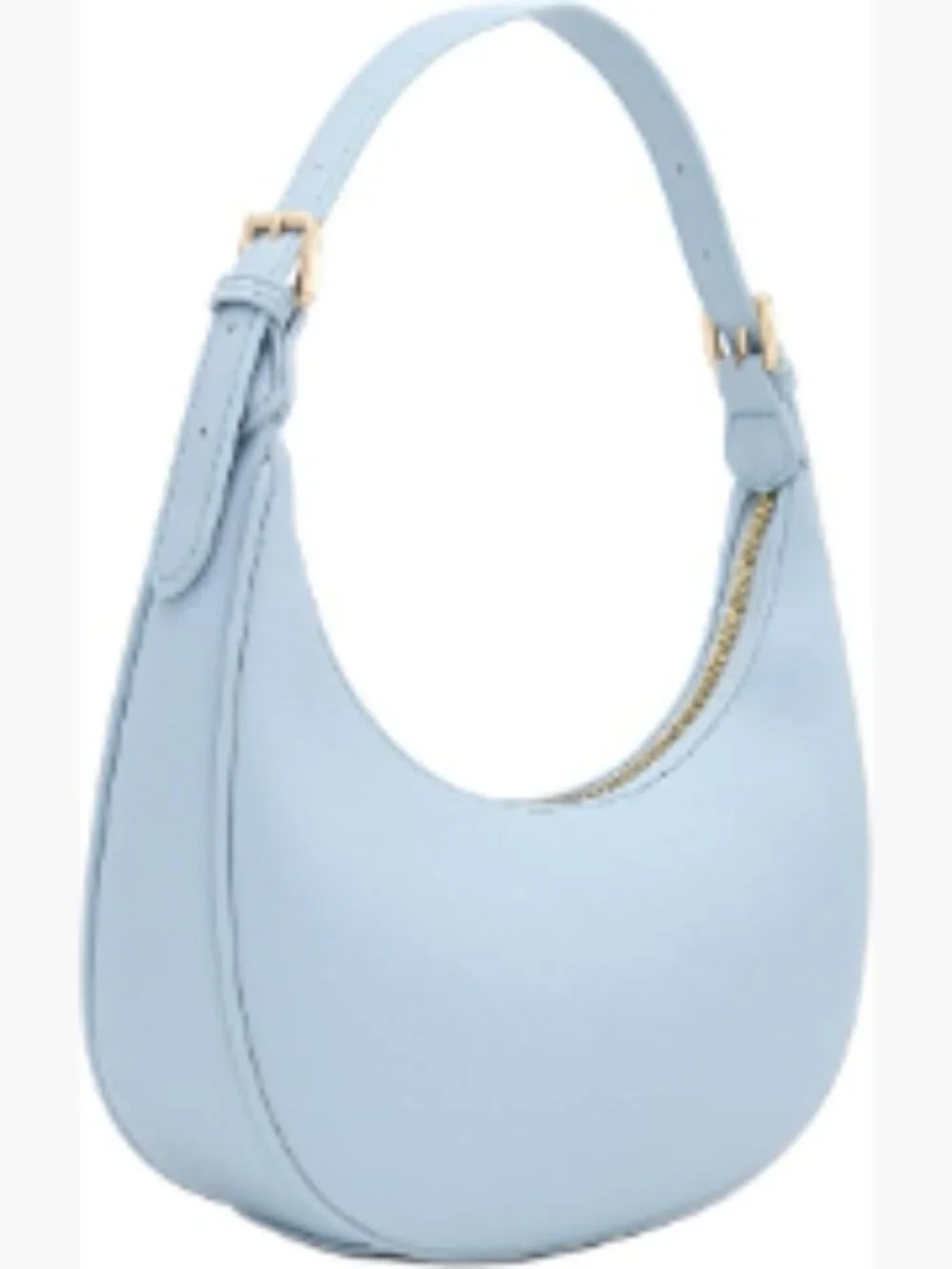Faux Leather Crescent Shoulder Bag Underarm Purse with Gold Tone Hardware
